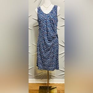 Nic+Zoe SZ PM geometric print dress in blue. Bust 36”-44”, waist 30”-38”